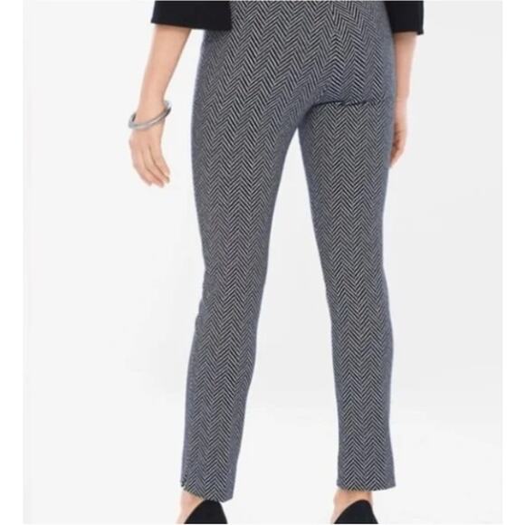 Chicos Juliet Painted Herringbone Ankle Pull On Stretch Ankle Pant // 10P - Picture 9 of 12